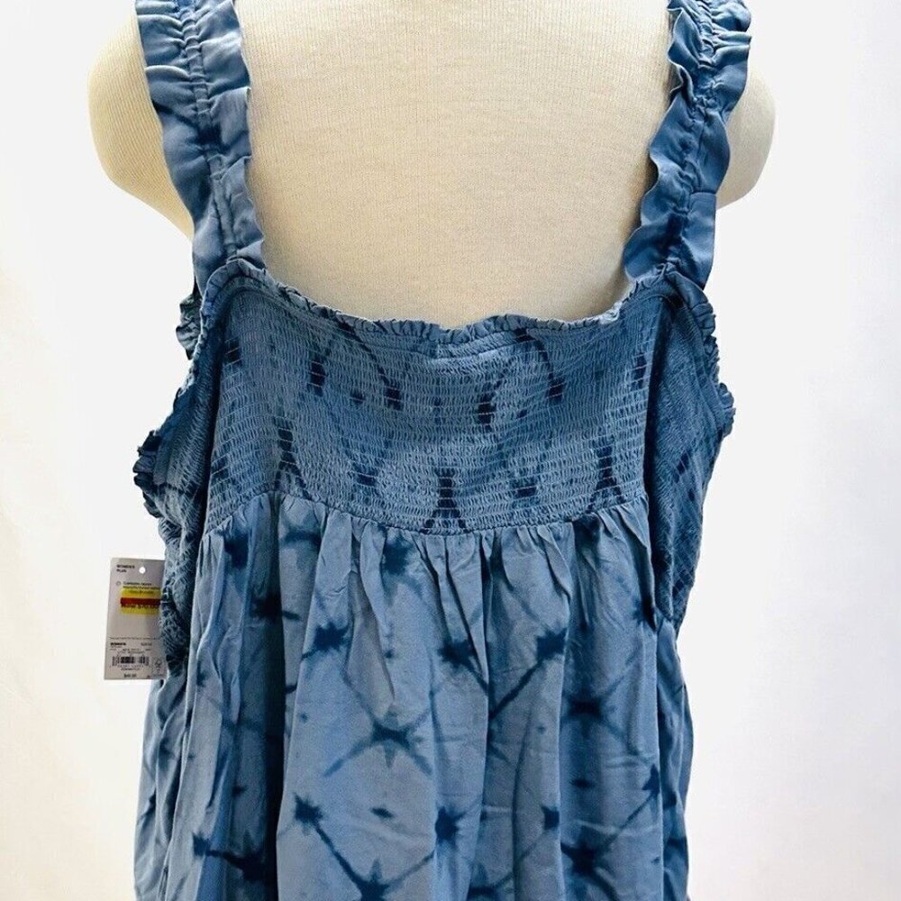 NWT SONOMA Women Sleeveless Pullover Square Neck Blue Rayon Shirt Plus Size 4X - Picture 8 of 14